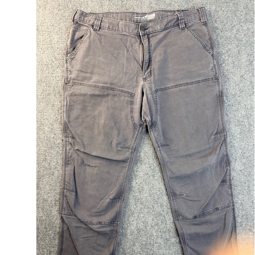Carhartt Mens 40x30 Gray Canvas Relaxed Fit Double Front Workwear Pants Tactical